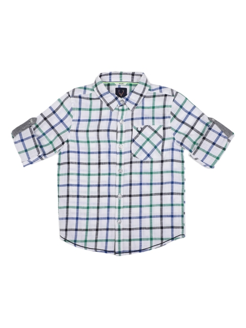 

Allen Solly Junior Boys White & Blue Slim Fit Checked Casual Shirt
