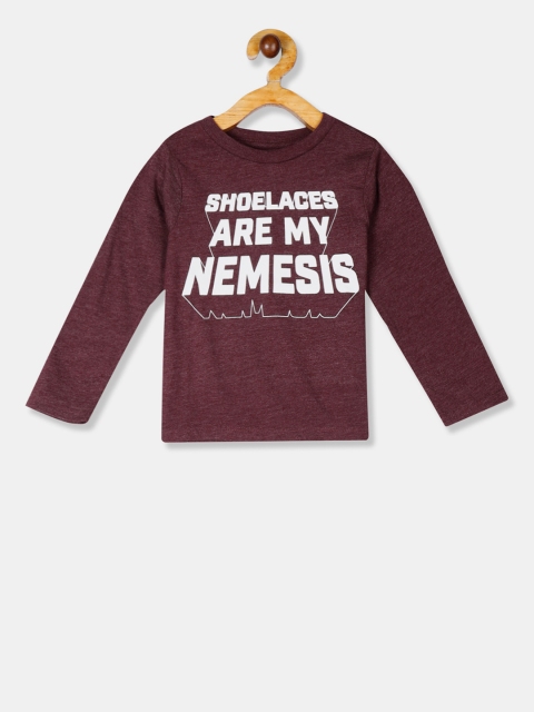 The Childrens Place Boys Maroon Printed Round Neck T-shirt