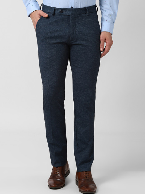 

Peter England Men Navy Blue Solid Slim Fit Formal Trousers