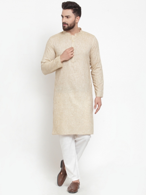 

Molly & Michel Men Beige Solid Straight Kurta