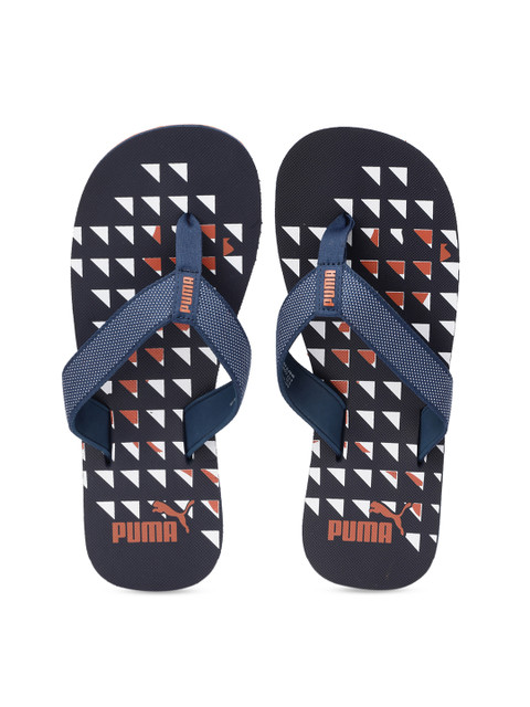 

Puma Unisex Navy Blue & White Tetris IDP Printed Thong Flip-Flops