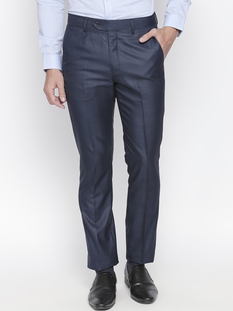 

RICHARD PARKER by Pantaloons Men Blue Slim Fit Self Design Formal Trousers