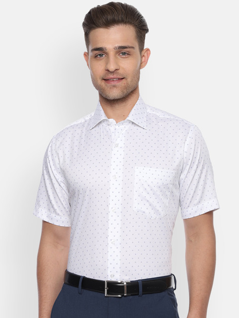 

Van Heusen Men White & Blue Regular Fit Printed Formal Shirt
