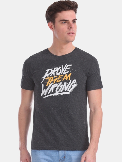 

Colt Men Charcoal Grey Printed Round Neck T-shirt