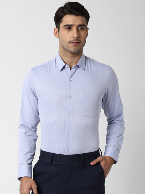 

Peter England Men Blue Slim Fit Self Design Formal Shirt