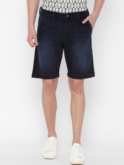 

Allen Solly Sport Men Navy Blue Solid Regular Fit Denim Shorts