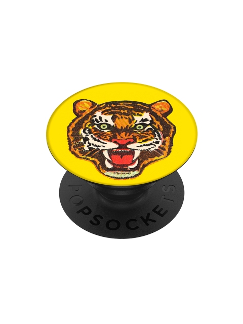 

PopSockets Yellow & Brown Printed Mobile Tiger Bites Back Grip & Stand