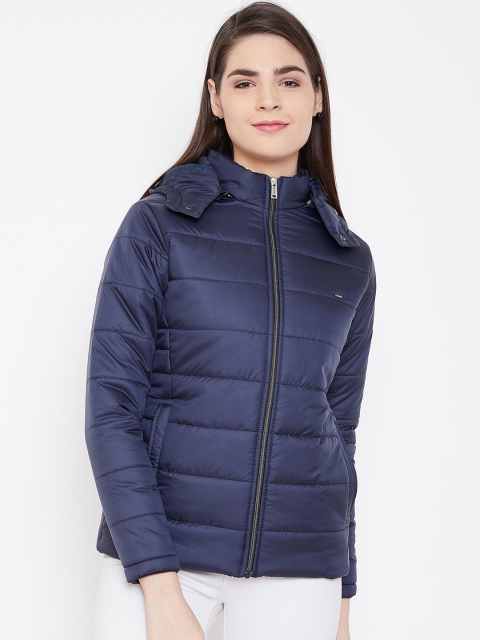 

Okane Women Navy Blue Solid Puffer Jacket