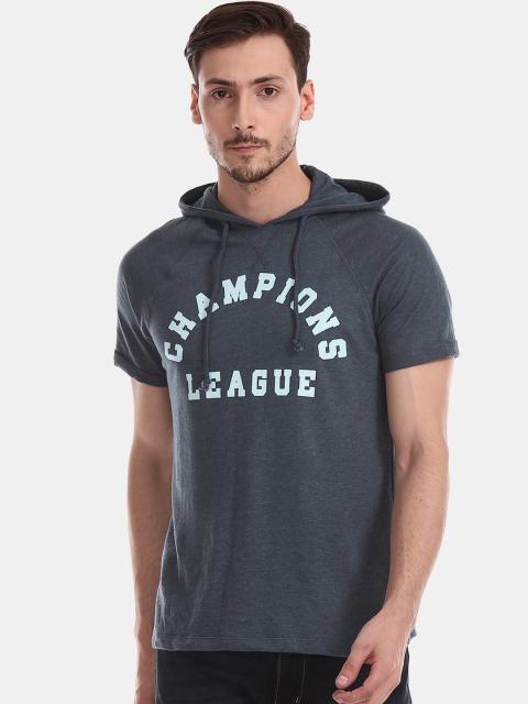 

Colt Men Navy Blue Printed Hood T-shirt