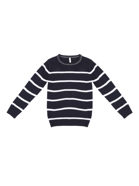 

Pantaloons Junior Girls Navy Blue & White Striped Pullover Sweater