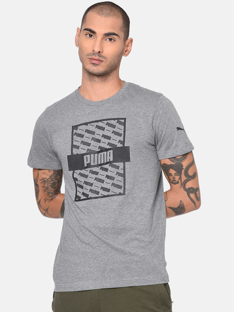 

Puma Men Grey Printed Round Neck Optical T-shirt