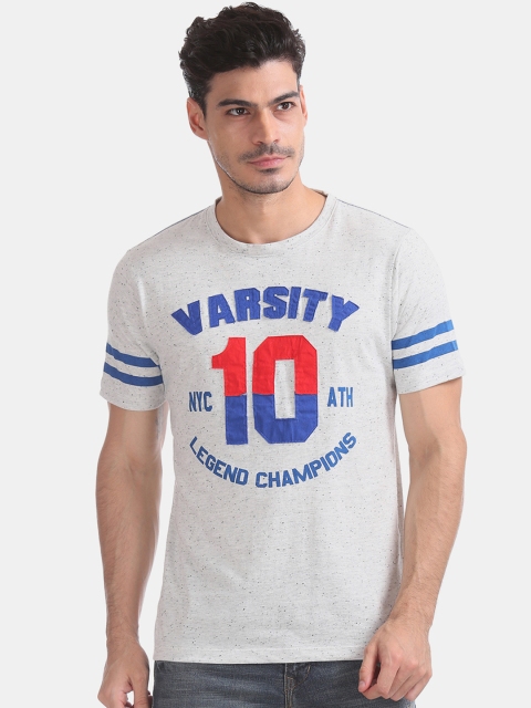 Colt Men Grey Appliqued Round Neck T-shirt