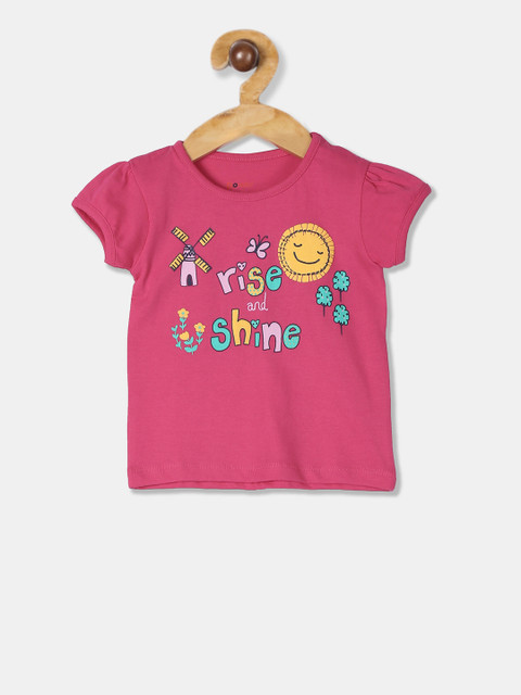 

Donuts Girls Pink Printed Round Neck T-shirt