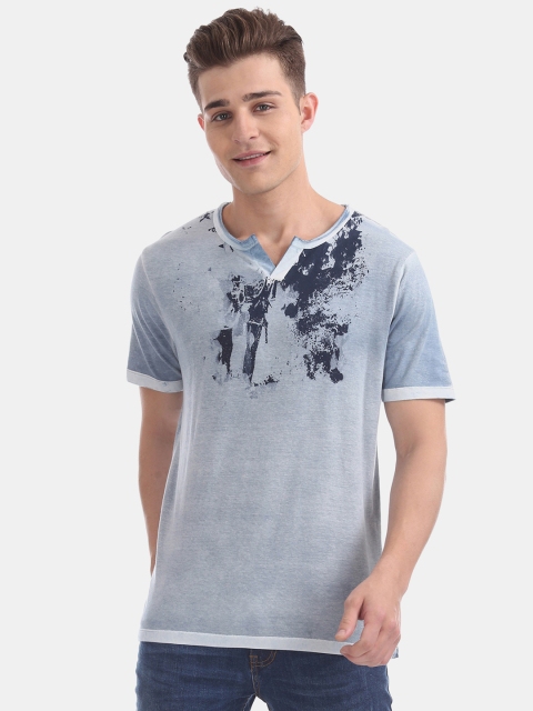 

Cherokee Men Blue Dyed Henley Neck T-shirt