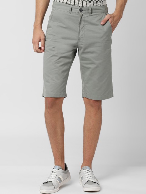 

Peter England Casuals Men Grey Solid Slim Fit Regular Shorts