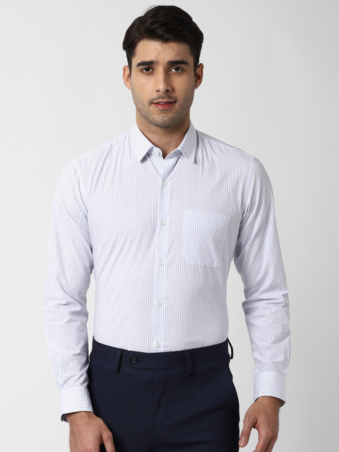 

Peter England Men Blue & White Regular Fit Striped Formal Shirt