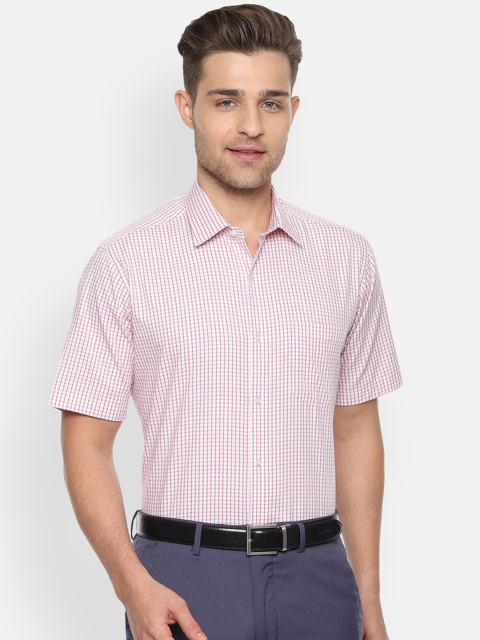 

Van Heusen Men Pink & White Regular Fit Checked Formal Shirt