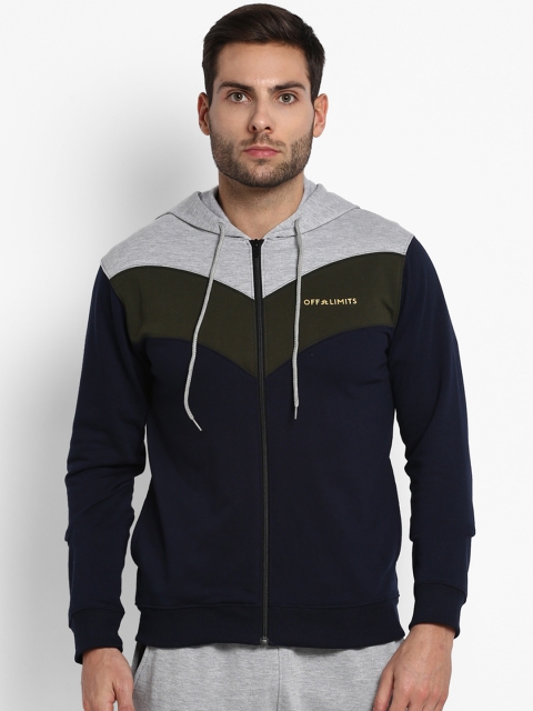 

OFF LIMITS Men Navy Blue Colourblocked Sporty Jacket