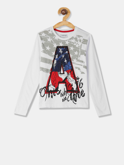

Cherokee Boys White Printed Round Neck T-shirt