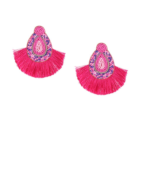 

Adwitiya Collection Pink Contemporary Drop Earrings