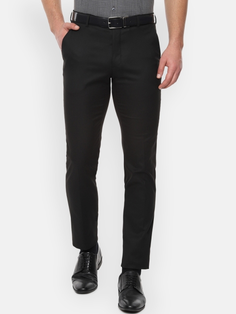 

Van Heusen Men Black Slim Fit Solid Formal Trousers