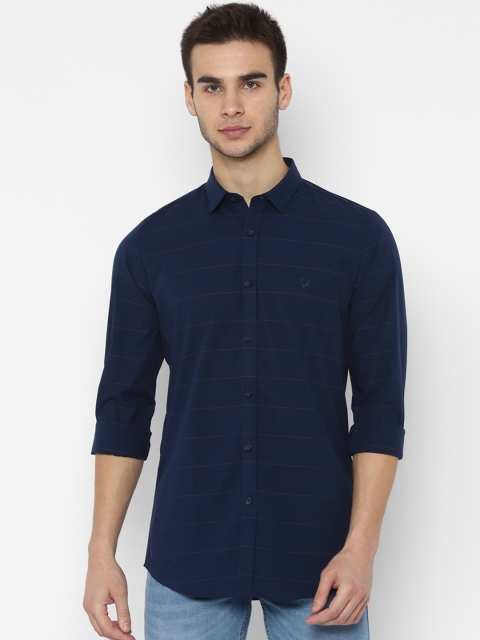 

Allen Solly Men Navy Blue & Red Slim Fit Striped Casual Shirt