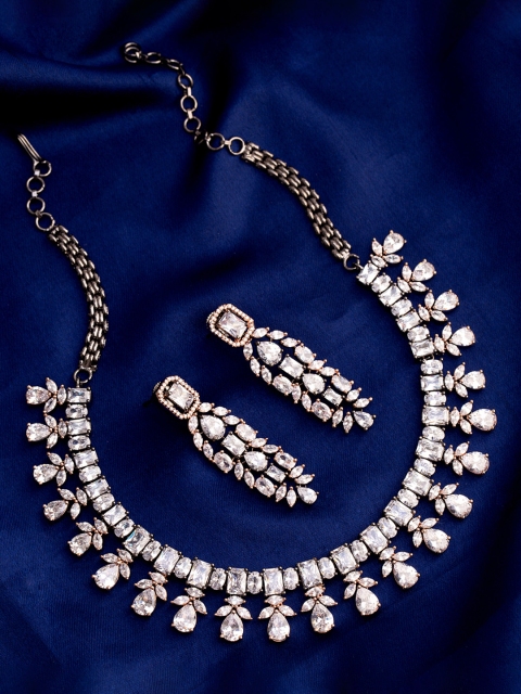 

Studio Voylla Gold-Plated & White CZ Stone-Studded Handcrafted Jewellery Set