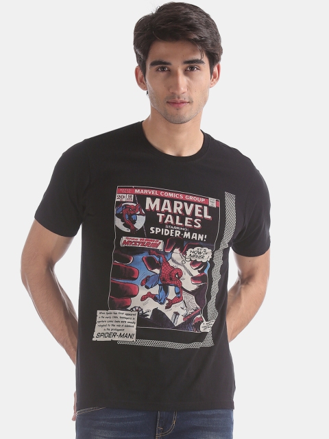 

Colt Men Black Spiderman Printed Round Neck T-shirt