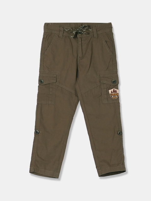 Cherokee Boys Brown Regular Fit Solid Regular Trousers