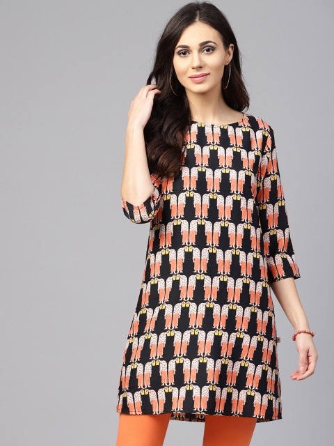 

Juniper Women Black & Pink Printed Tunic