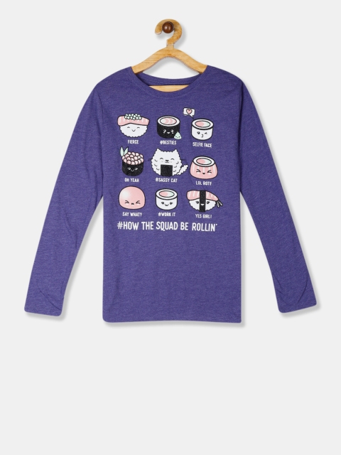 

The Childrens Place Girls Purple Printed Round Neck T-shirt