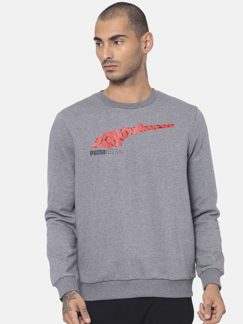 

Puma Men Grey Graphic Crew VII Printed Sweatshirt