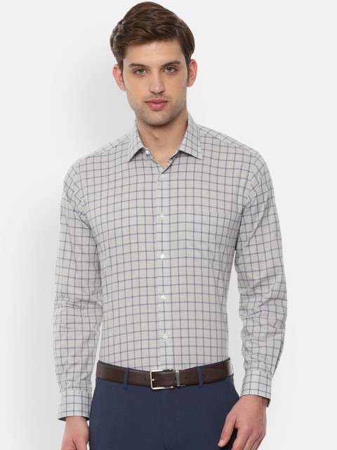 

Van Heusen Men Grey & Blue Regular Fit Checked Formal Shirt