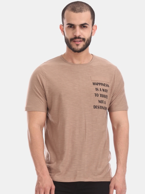 

Cherokee Men Brown Solid Round Neck Pure Cotton T-shirt