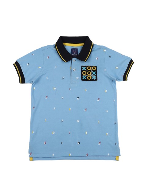 

Allen Solly Junior Boys Blue Printed Polo Collar T-shirt