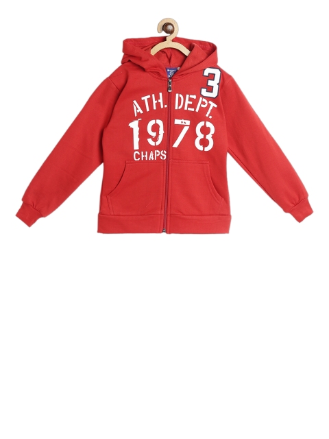 

SWEET ANGEL Boys Red & Off-White Printed Hooded Sweatshirt