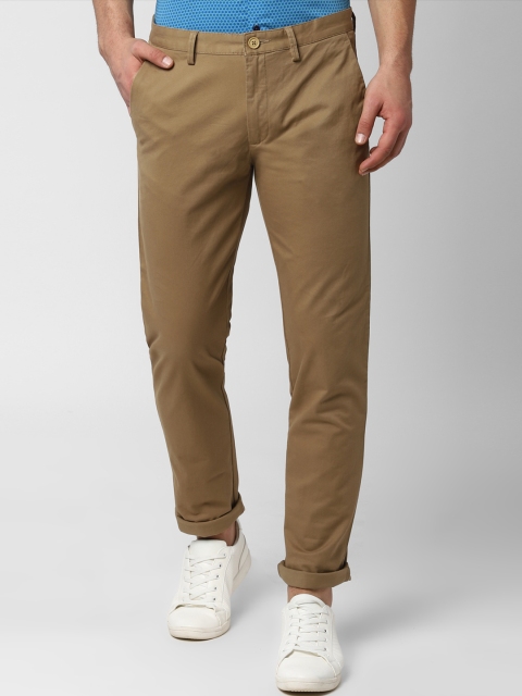 

Peter England Casuals Men Khaki & Brown Slim Fit Solid Regular Trousers