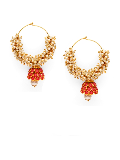 

Fabstreet Gold-Toned Floral Hoop Earrings