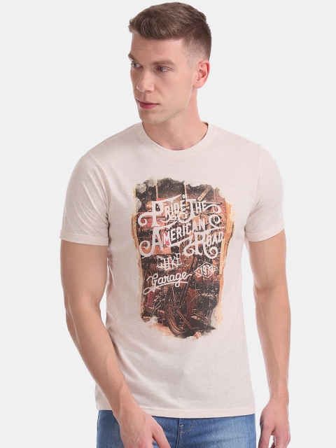 

Cherokee Men Beige Printed Round Neck T-shirt