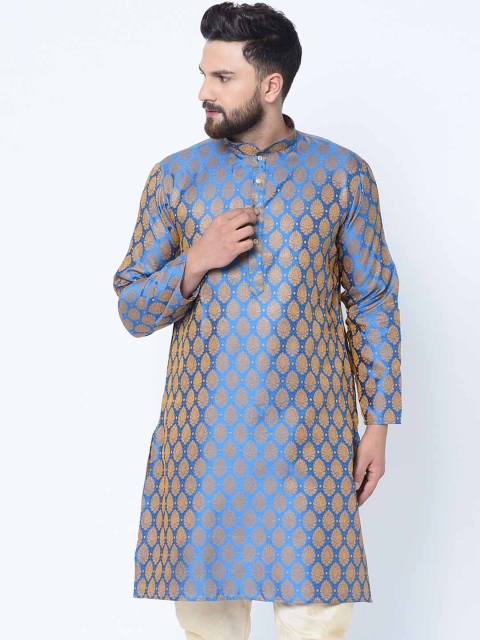 

TAG 7 Men Blue Woven Design Straight Kurta
