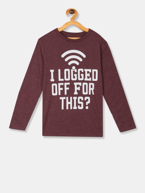 

The Childrens Place Boys Maroon Printed Round Neck T-shirt