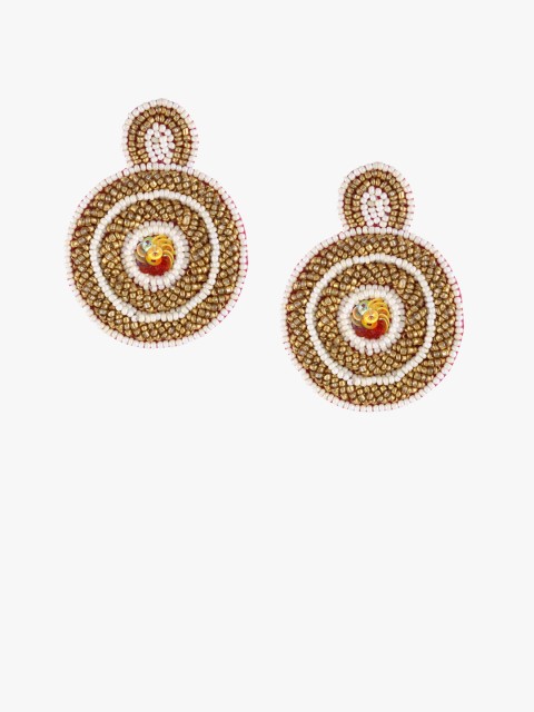 

Adwitiya Collection Gold-Toned Circular Drop Earrings