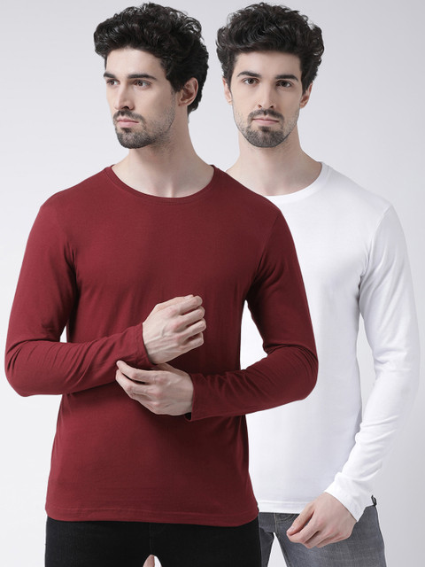 

Friskers Men Pack Of 2 Solid Round Neck T-shirt, White