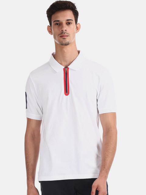 

Colt Men White Solid Polo Collar Pure Cotton T-shirt