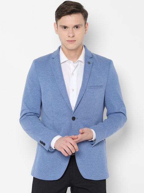 

Allen Solly Men Blue Self Design Single-Breasted Slim Fit Blazer