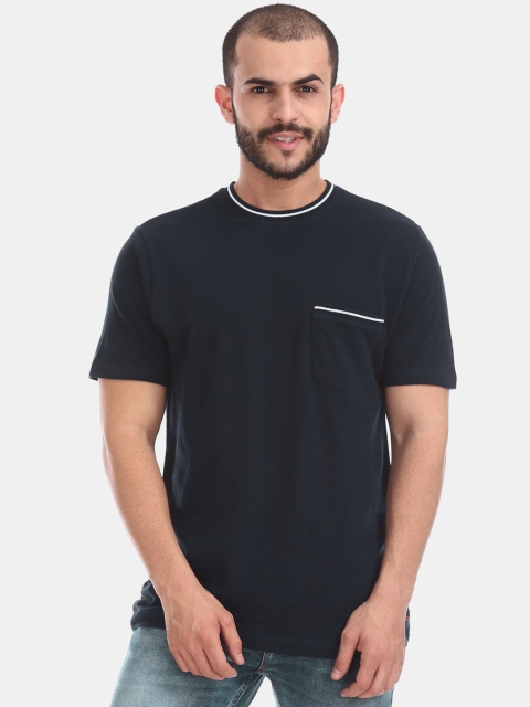 

Cherokee Men Navy Blue Solid Round Neck T-shirt