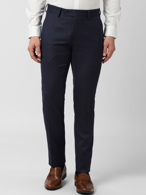 

Peter England Men Navy Blue Solid Slim Fit Formal Trousers