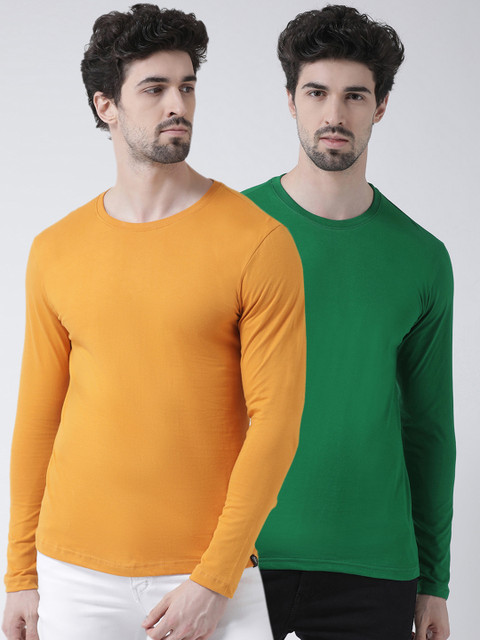 

Friskers Men Green Solid Round Neck T-shirt