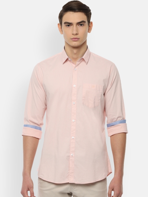 

Van Heusen Sport Men Peach-Coloured Slim Fit Printed Casual Shirt