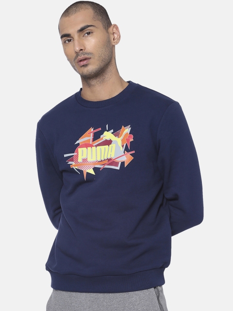 

Puma Men Blue Graphic Crew VI Printed Sweatshirt
